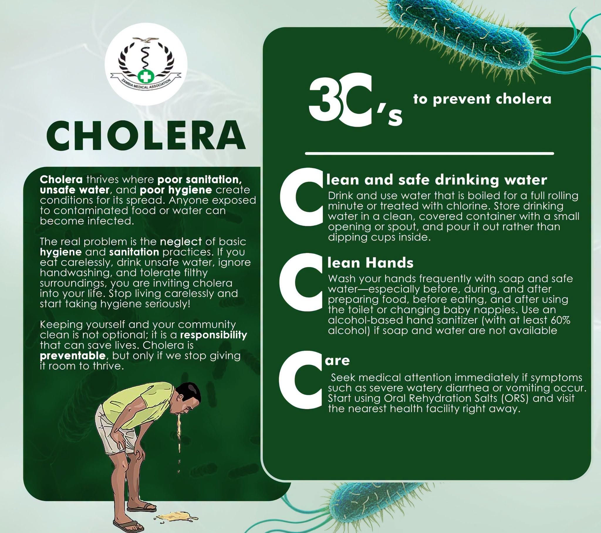 Learn the 3 Cs for cholera prevention — simple, everyday habits that protect you and your family from cholera.